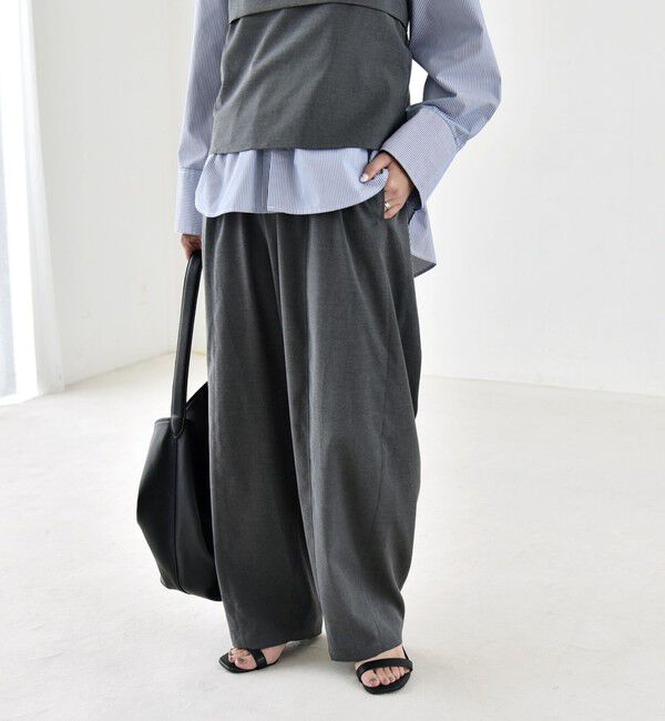 quaranciel「〈洗濯機可能〉ウールライク ピンタック イージー バレル パンツ」|その他|