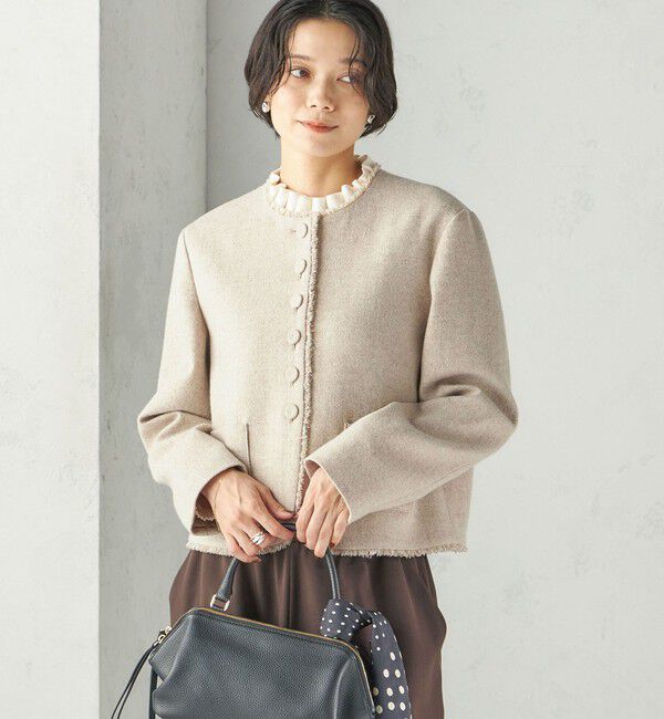 SHIPS for women「《予約》ライト ツイード ノーカラー ジャケット」|ノーカラージャケット|