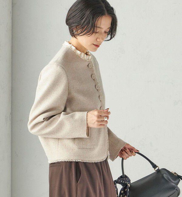 SHIPS for women「《予約》ライト ツイード ノーカラー ジャケット」|ノーカラージャケット|