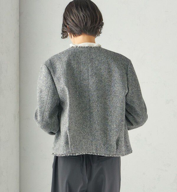 SHIPS for women「《予約》ライト ツイード ノーカラー ジャケット」|ノーカラージャケット|
