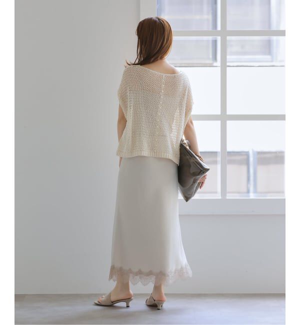  「《WEB限定》【洗える】透かし編みバックパールプルオーバー」|ニット・セーター|