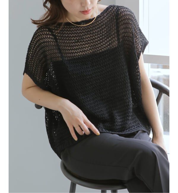  「《WEB限定》【洗える】透かし編みバックパールプルオーバー」|ニット・セーター|