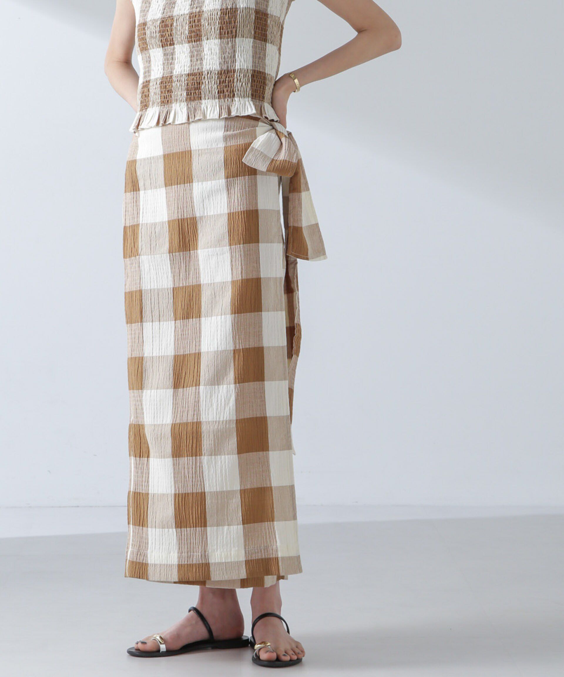 nano･universe「RITA ROW/Checkered pareo skirt」|スカート|