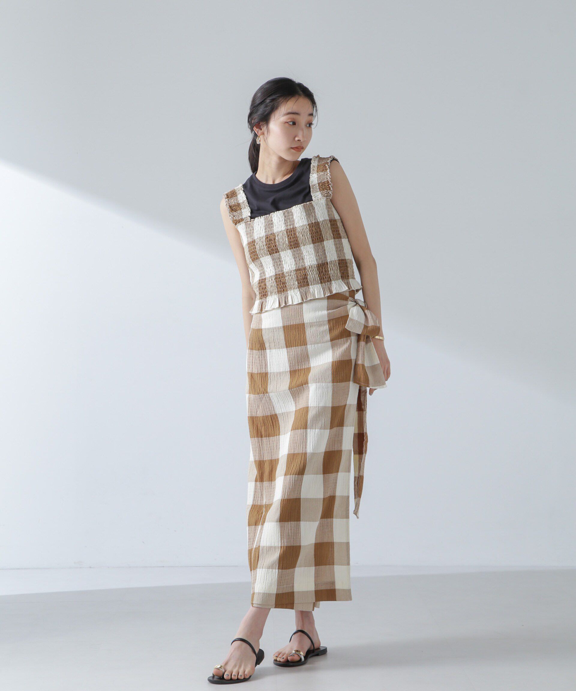 nano･universe「RITA ROW/Checkered pareo skirt」|スカート|