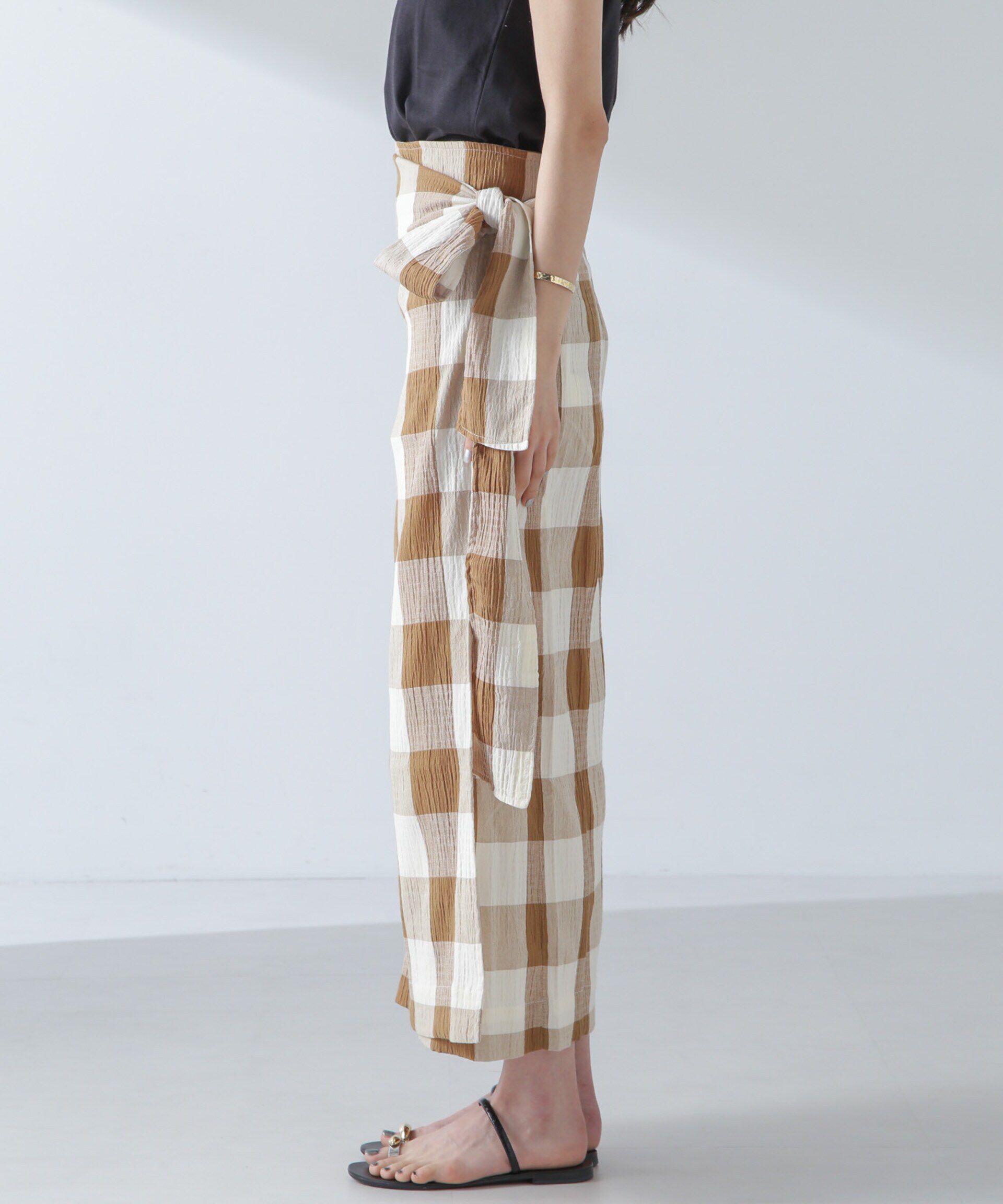 nano･universe「RITA ROW/Checkered pareo skirt」|スカート|