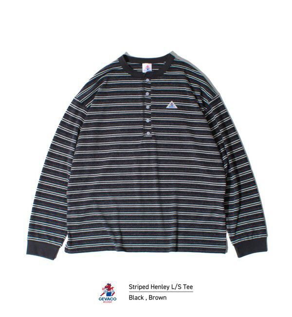 GLOSTER「【GEVACO/ゲバコ】ヘンリーネックボーダー ロングスリーブTシャツ」|Tシャツ・カットソー|ブラック系その他