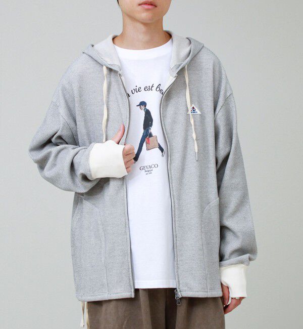 GLOSTER「【GEVACO/ゲバコ】ジップアップワッフルフーディー」|パーカー|
