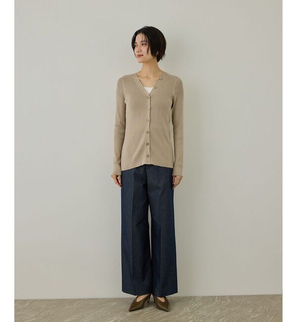 SALON adam et rope'「ウォッシャブルシルクリブVネックカーディガン / アンサンブル対応」|カーディガン|