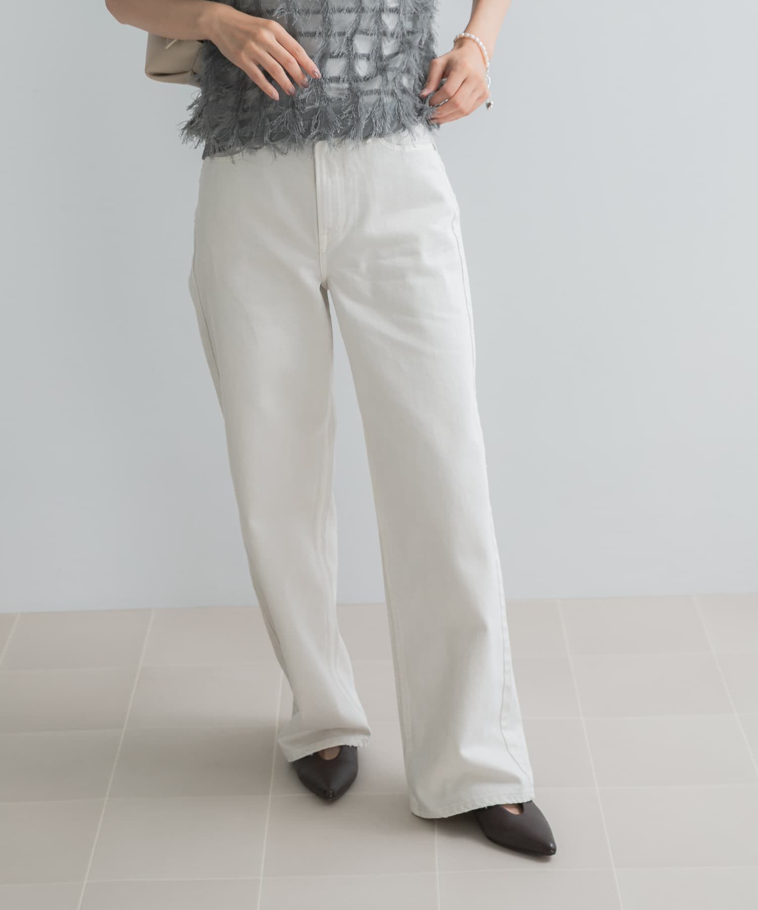 URBAN RESEARCH ROSSO「upper hights　THE NIECE MID-RISE」|デニム|オフホワイト