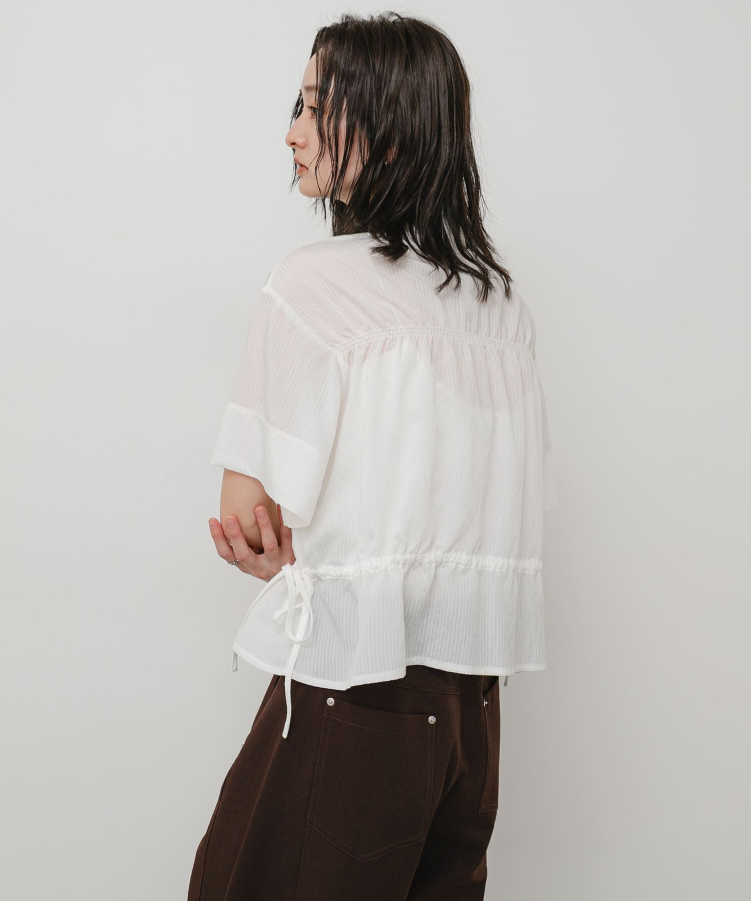 SENSE OF PLACE by URBAN RESEARCH「クロップドペプラムシャーリングシャツ」|シャツ・ブラウス|