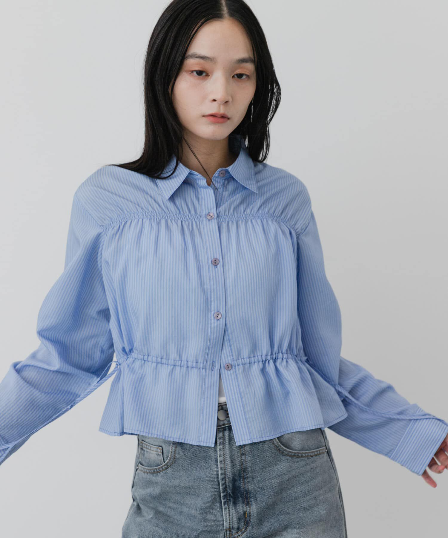 SENSE OF PLACE by URBAN RESEARCH「クロップドギャザーシャーリングシャツ」|シャツ・ブラウス|