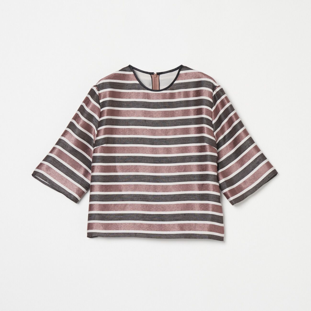 HELIOPOLE「HELIOPOLE GLITTER STRIPE TEE BLOUSE」|シャツ・ブラウス|ダークブラウン