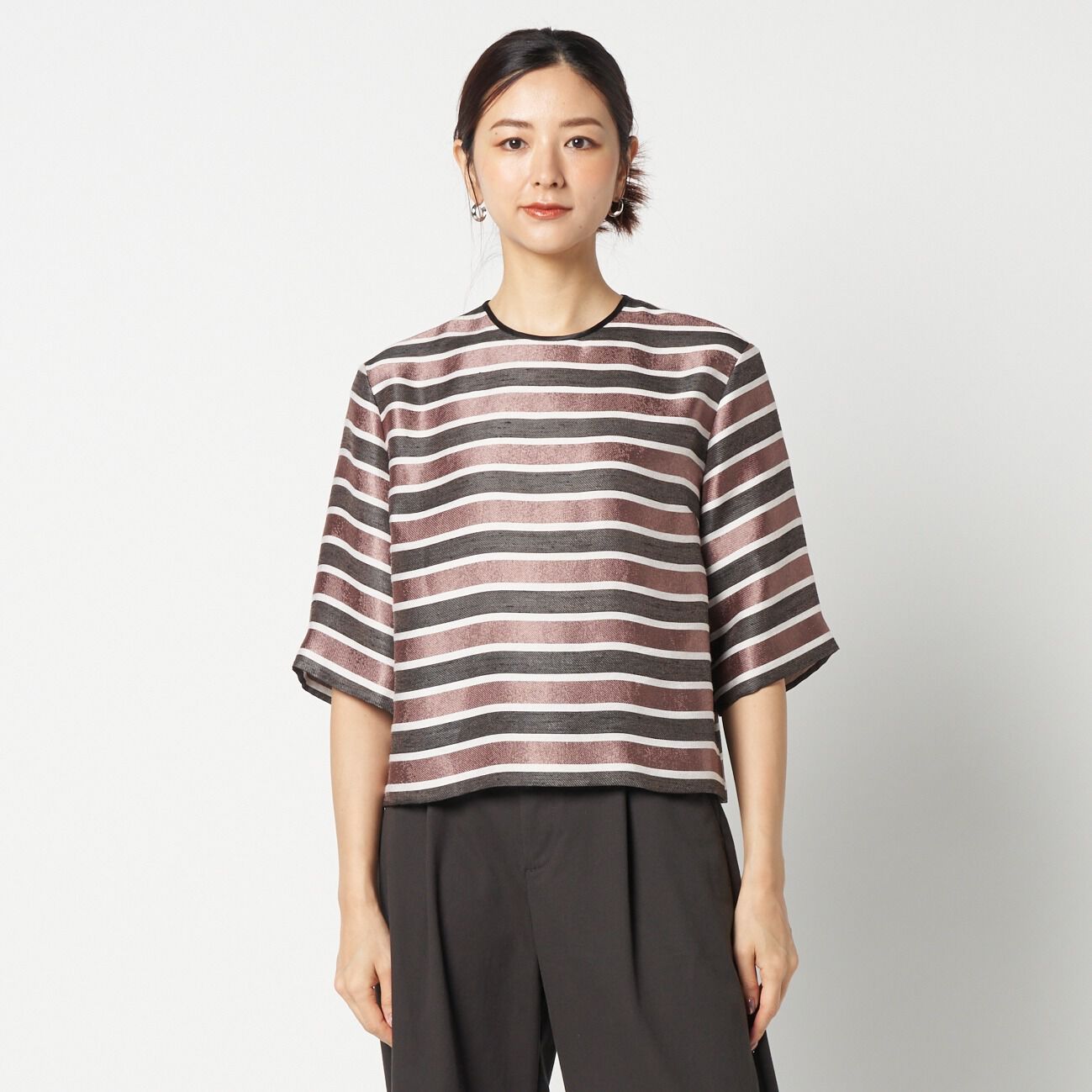 HELIOPOLE「HELIOPOLE GLITTER STRIPE TEE BLOUSE」|シャツ・ブラウス|