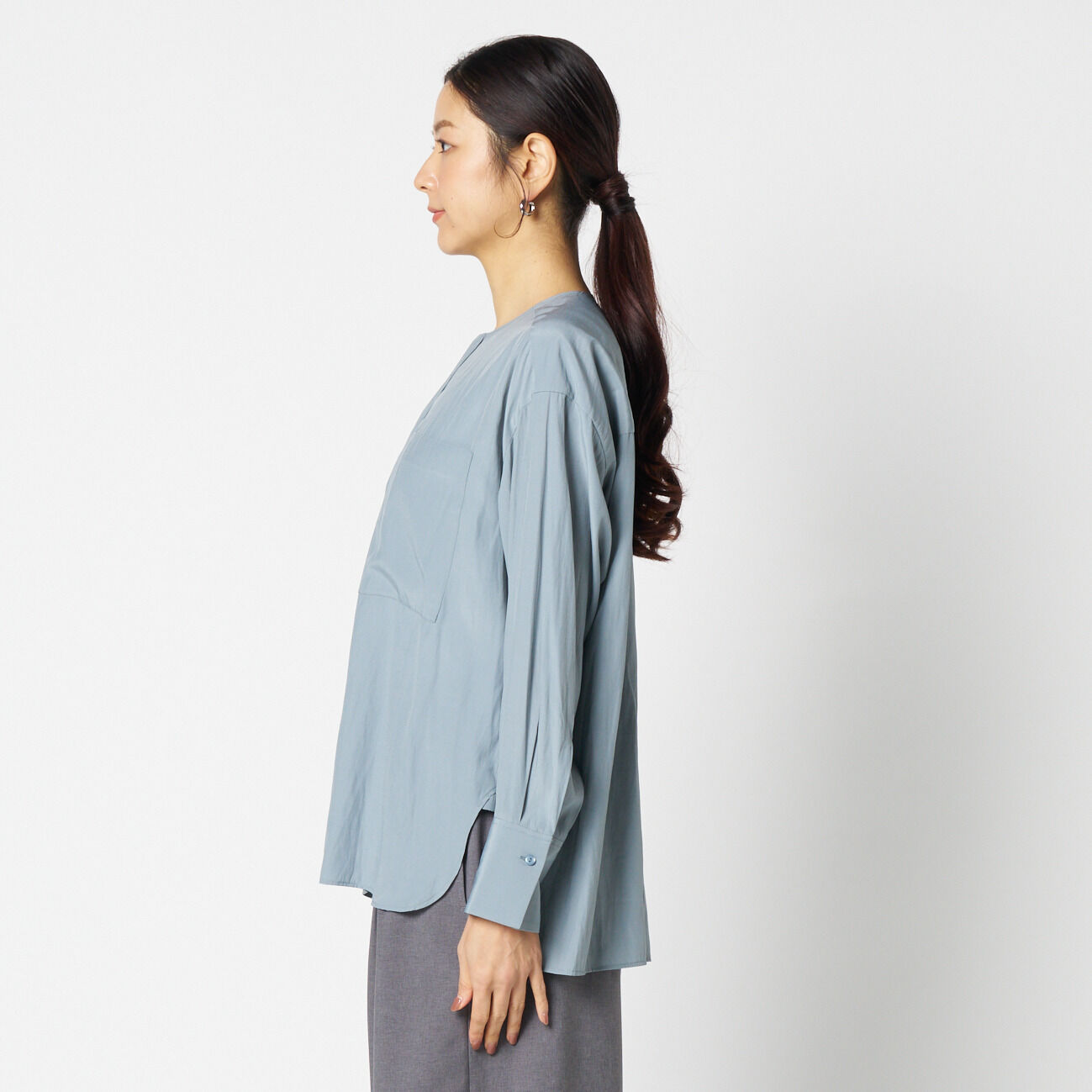 HELIOPOLE「HELIOPOLE CREPE COLLARLESS SHIRT」|シャツ・ブラウス|