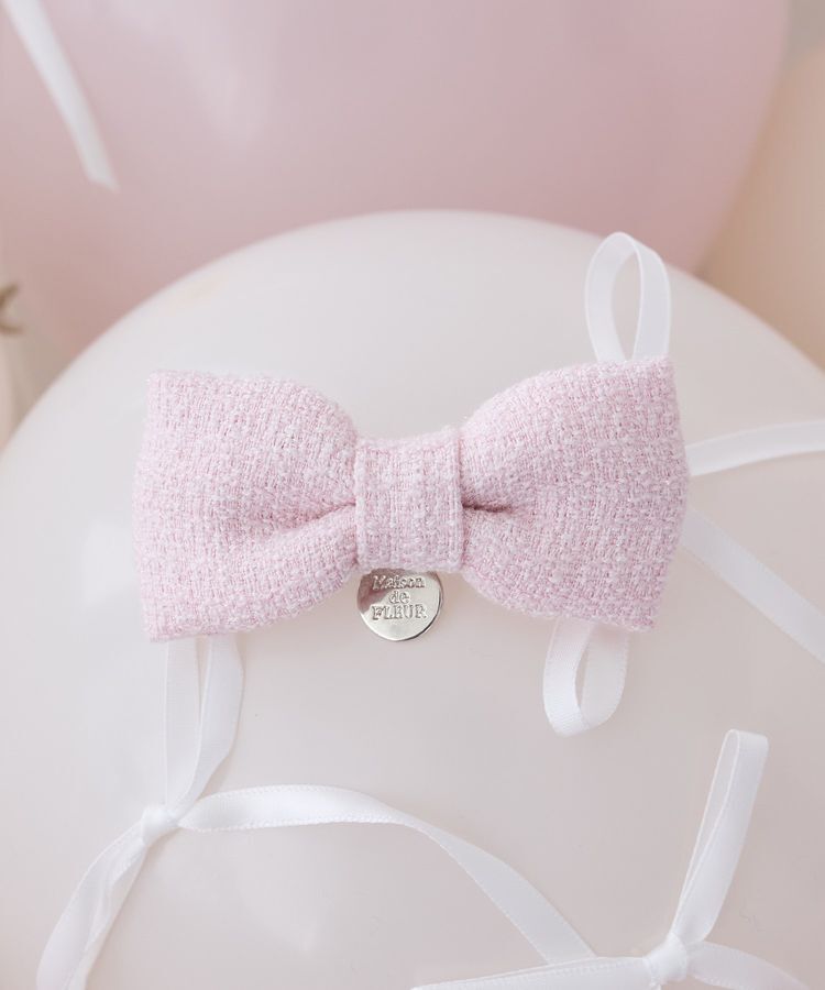 Maison de FLEUR「リボンマニアツイードバレッタ」|その他|ピンク
