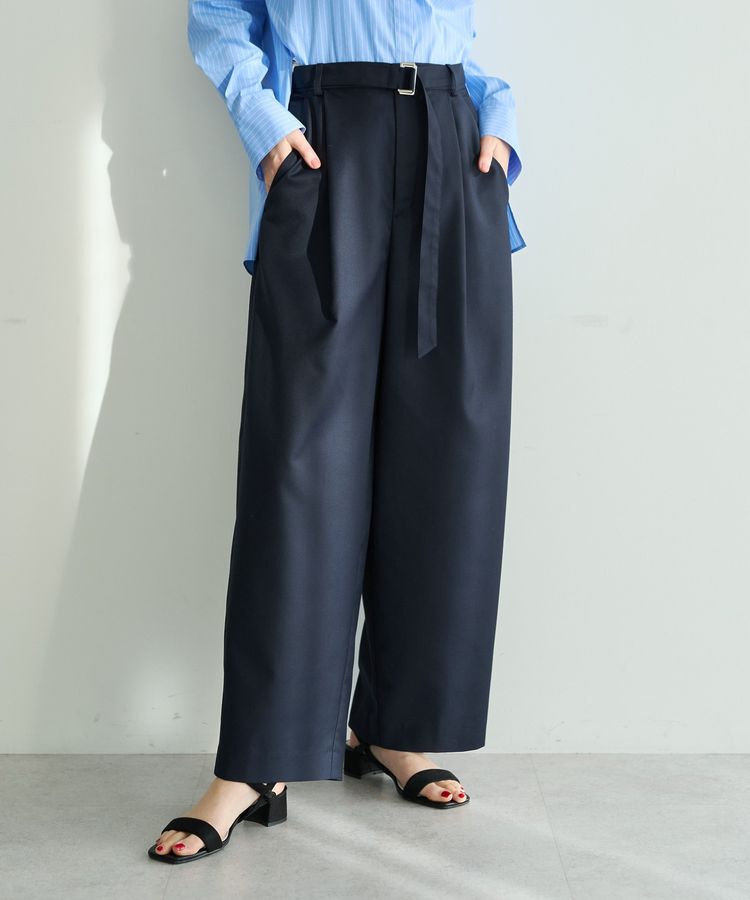 YECCA VECCA「ベルト付きカーヴィーパンツ」|その他|Navy