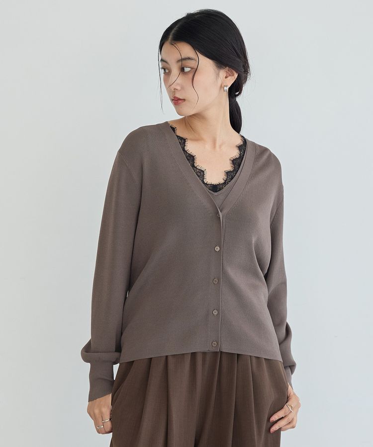 YECCA VECCA「【マシンウォッシャブル】レースニットアンサンブル」|ニット・セーター|Brown