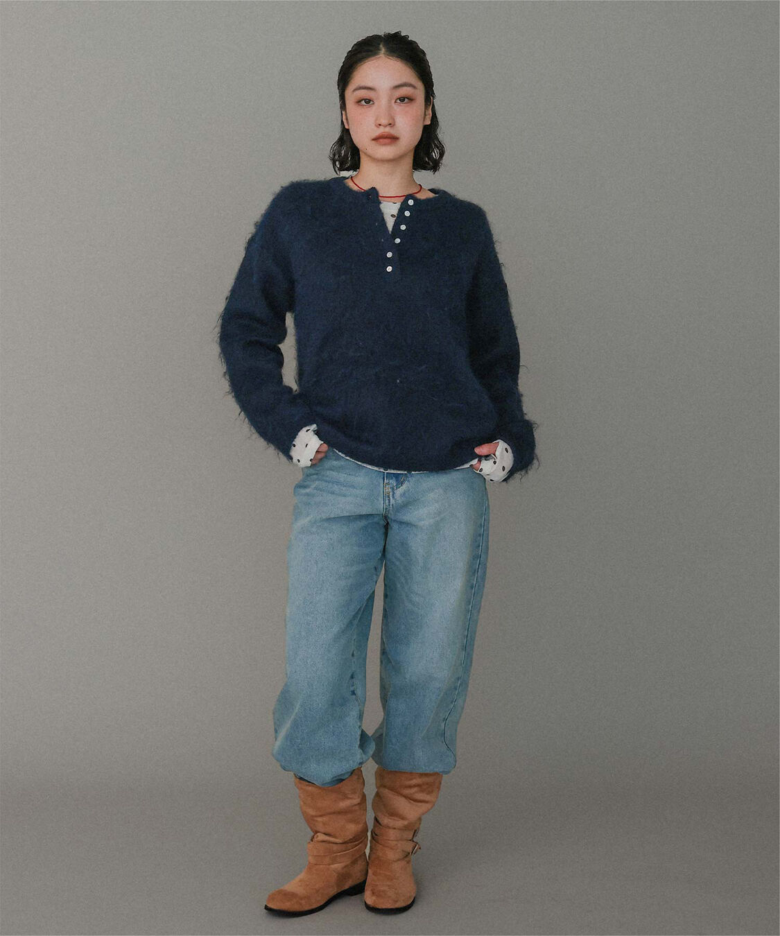 miette「ヘンリーネックシャギーニットプルオーバー」|ニット・セーター|