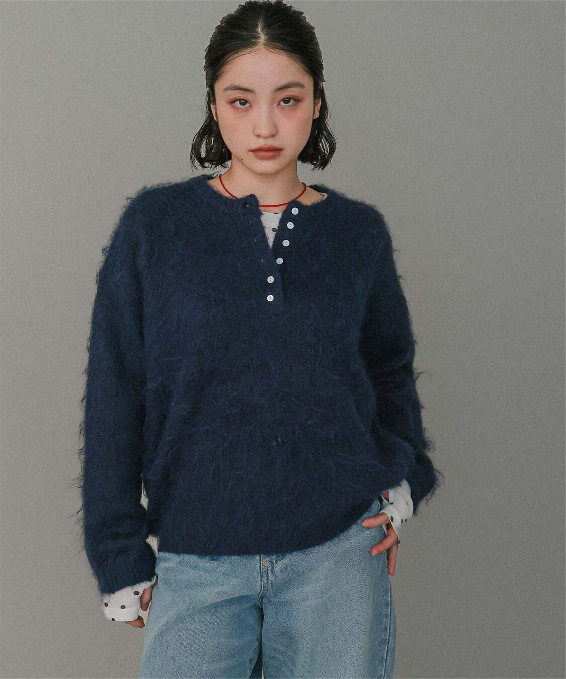 miette「ヘンリーネックシャギーニットプルオーバー」|ニット・セーター|