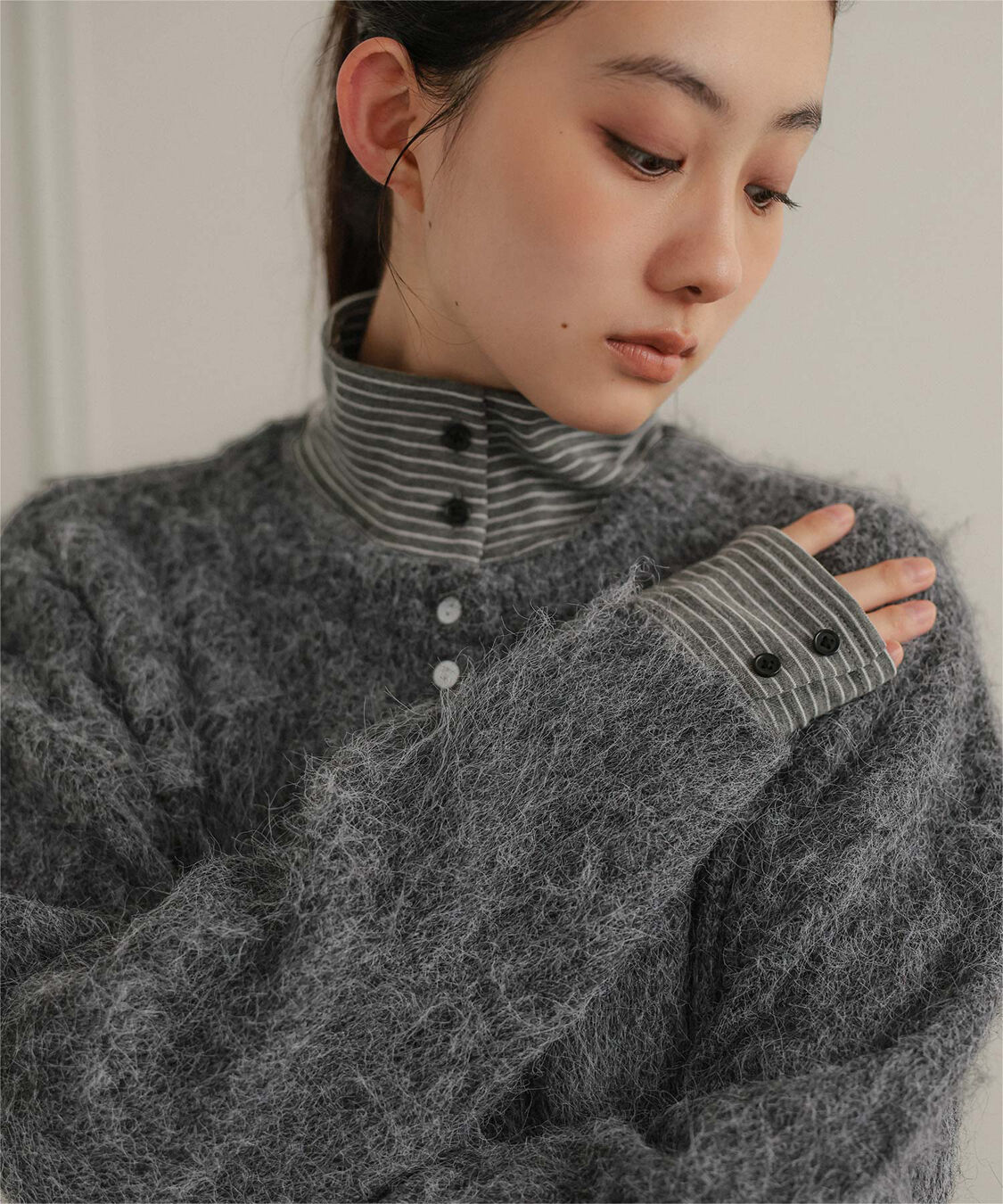 miette「ヘンリーネックシャギーニットプルオーバー」|ニット・セーター|