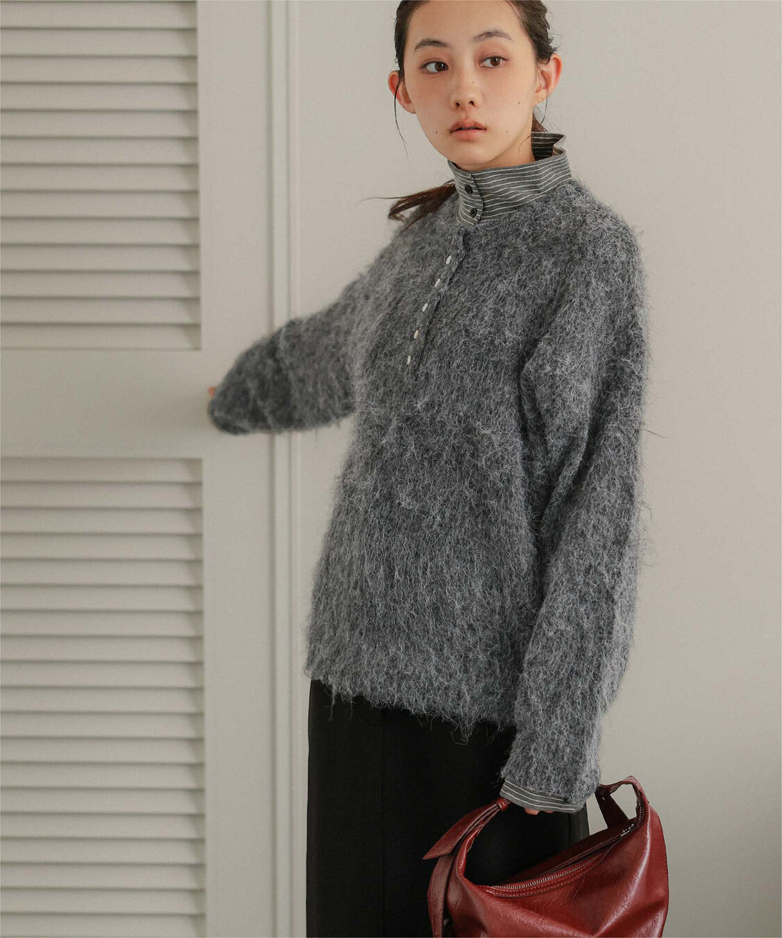 miette「ヘンリーネックシャギーニットプルオーバー」|ニット・セーター|