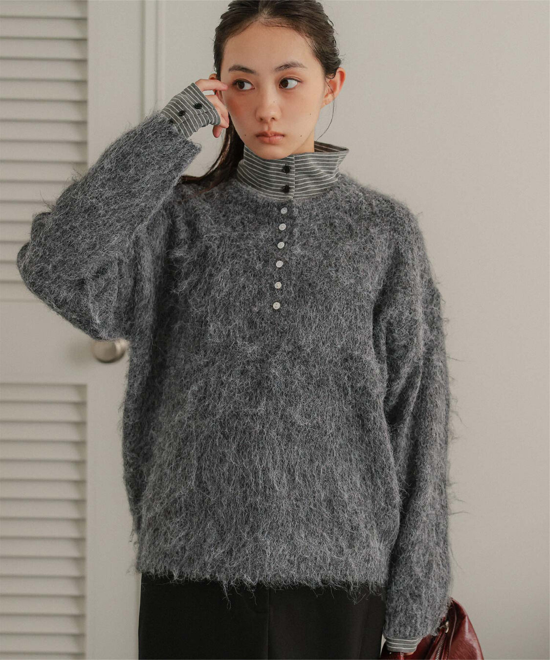 miette「ヘンリーネックシャギーニットプルオーバー」|ニット・セーター|
