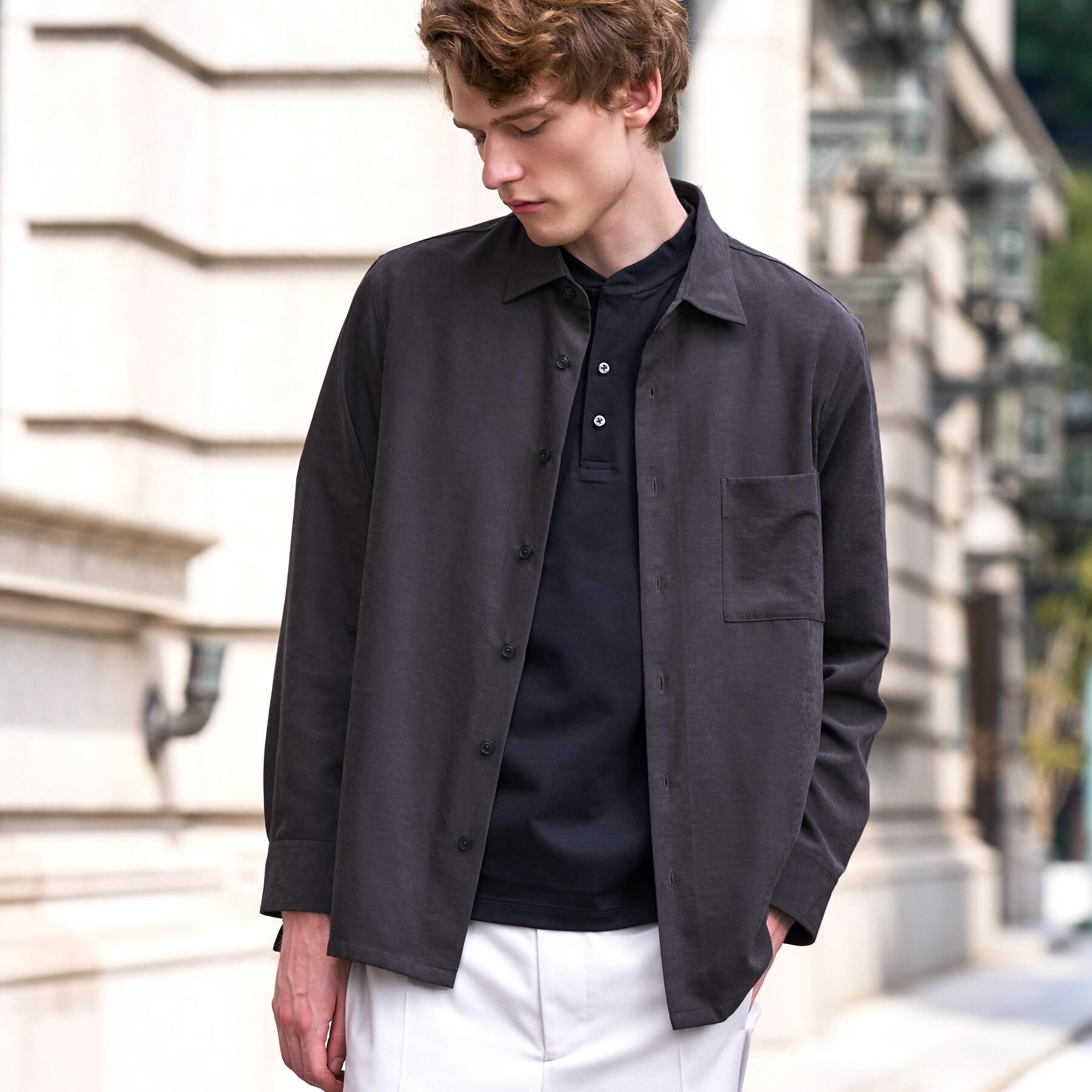 DRESSTERIOR「【ウォッシャブル】スウェードタッチ キュプラフィブリル シャツ」|シャツ・ブラウス|
