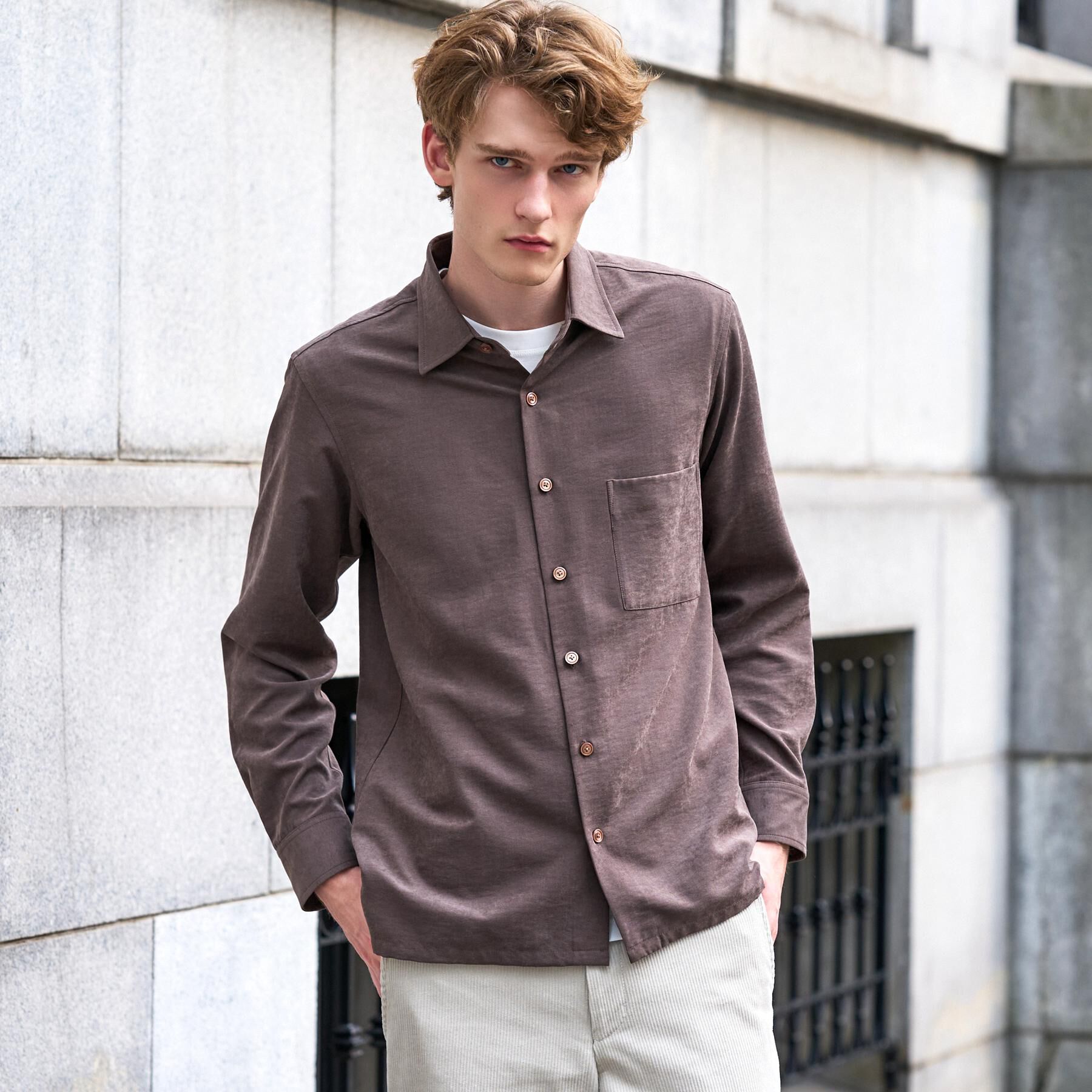 DRESSTERIOR「【ウォッシャブル】スウェードタッチ キュプラフィブリル シャツ」|シャツ・ブラウス|