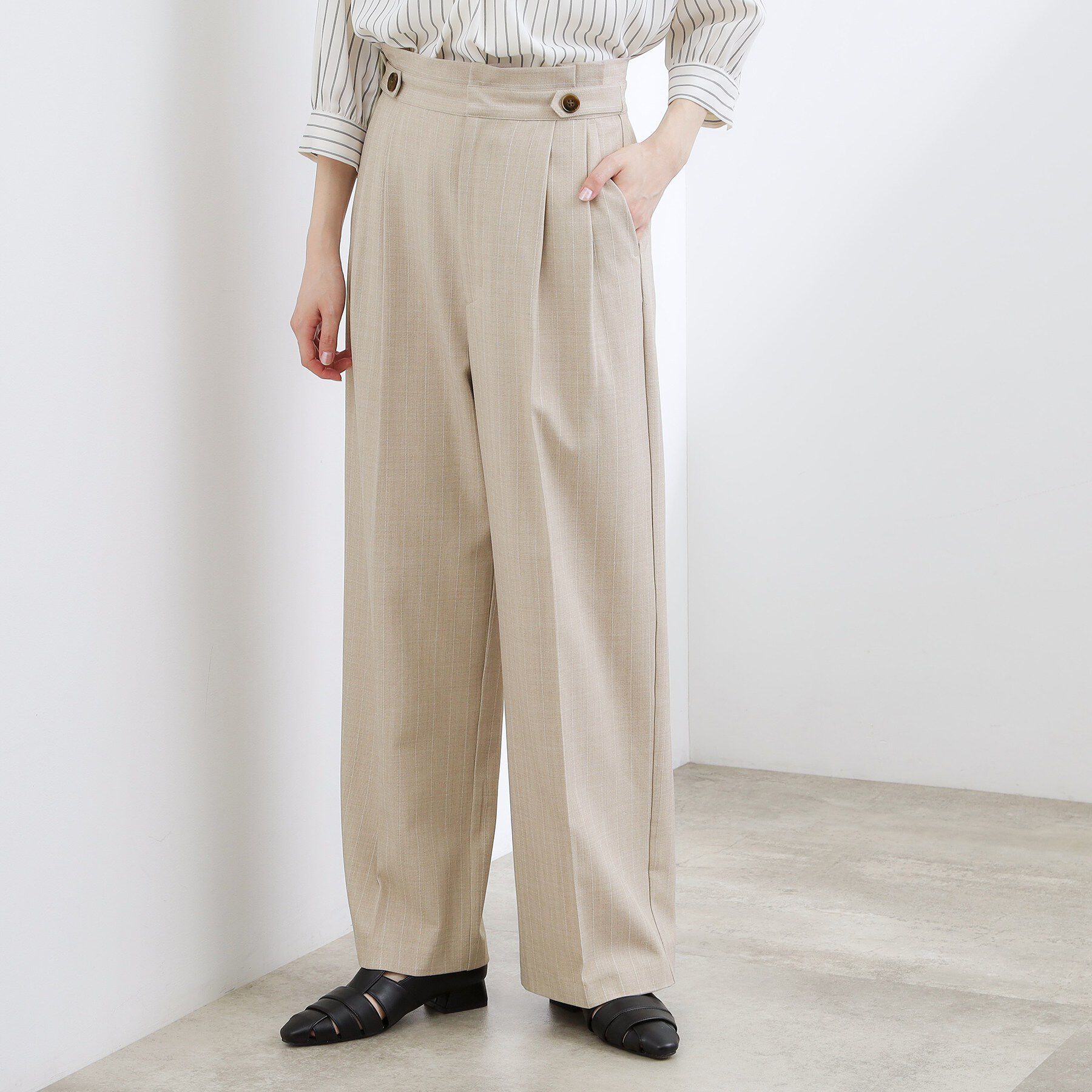 grove「リネンライクストライプワイドパンツ」|その他|