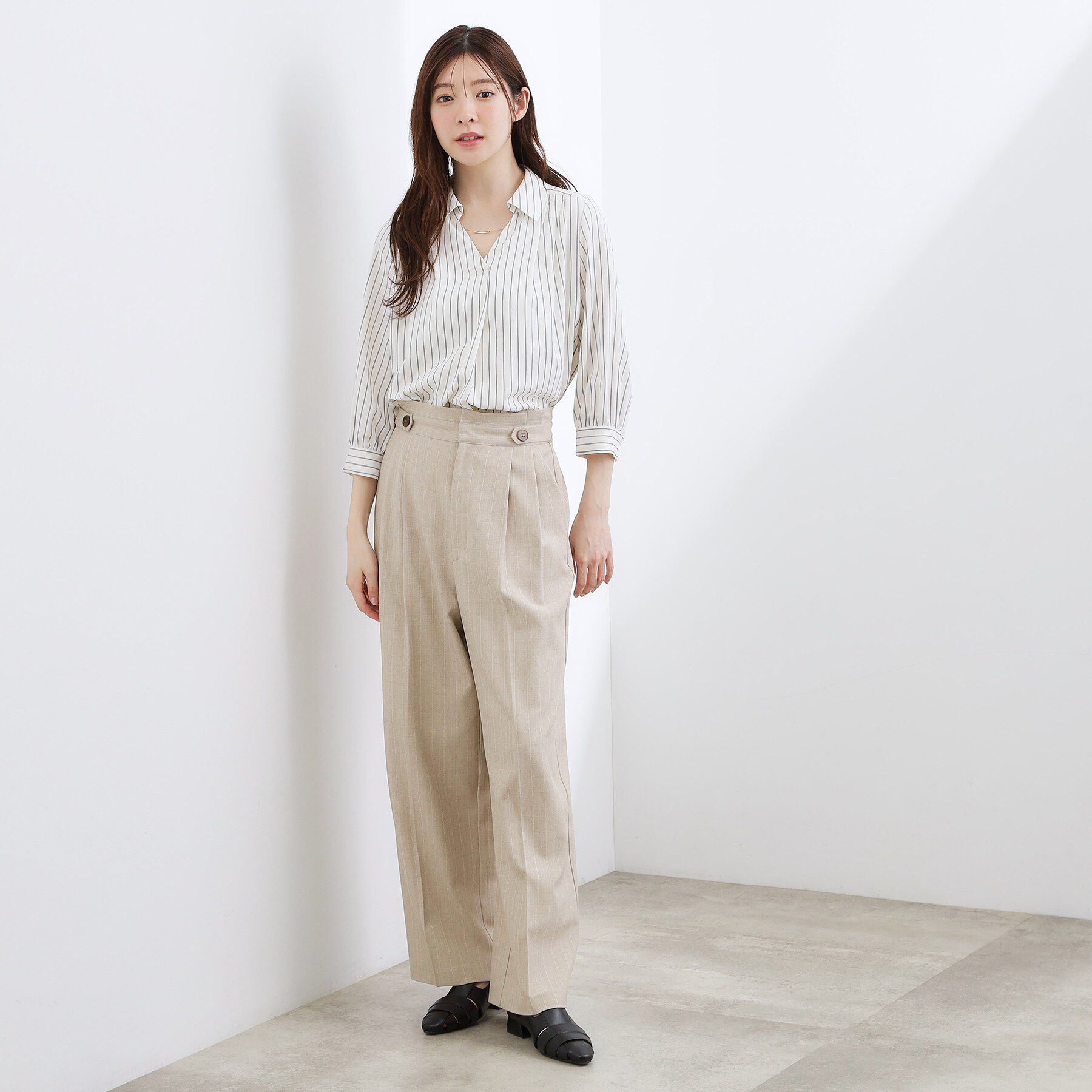 grove「リネンライクストライプワイドパンツ」|その他|