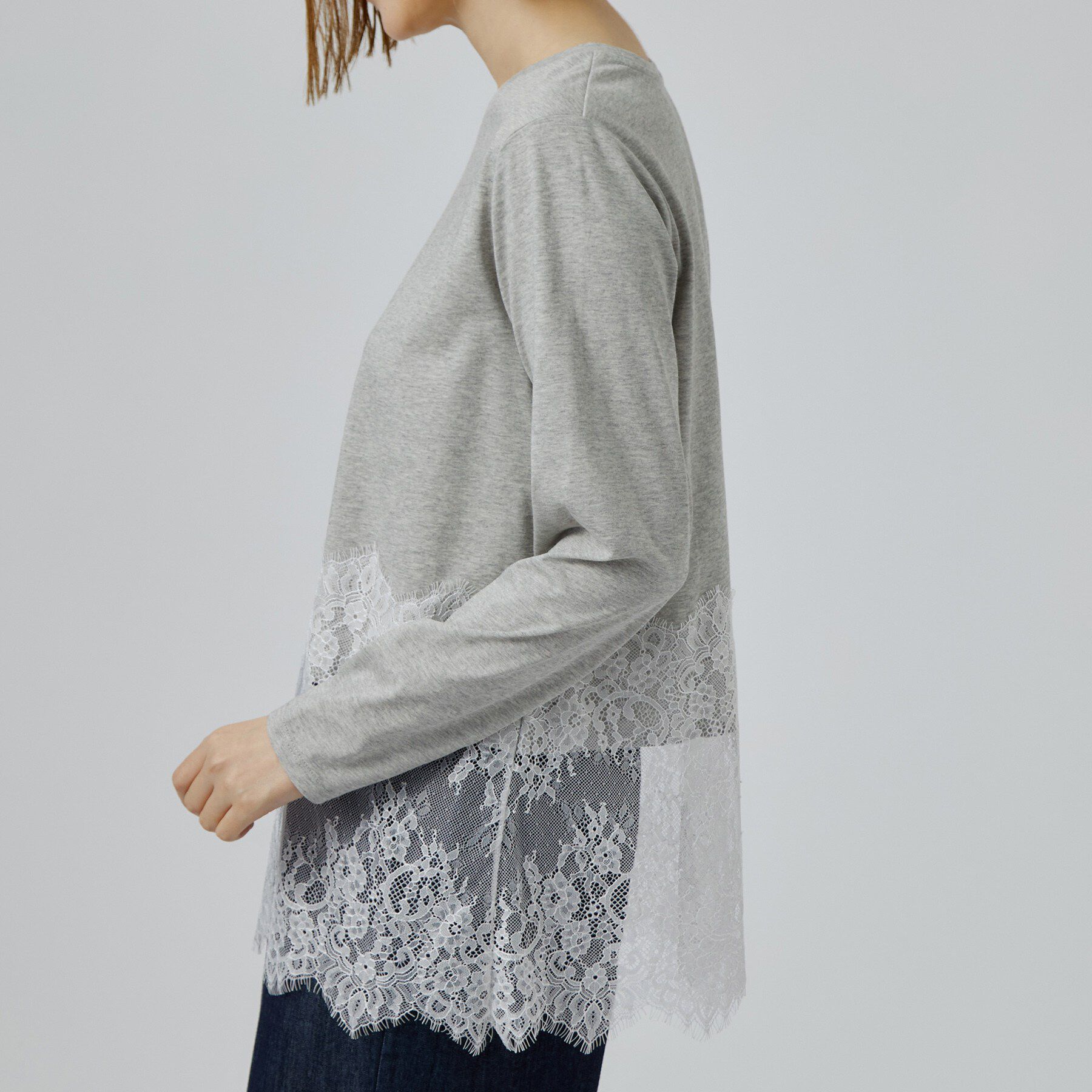 grove「【レイヤードにも◎】裾レースドッキングカットソー」|Tシャツ・カットソー|