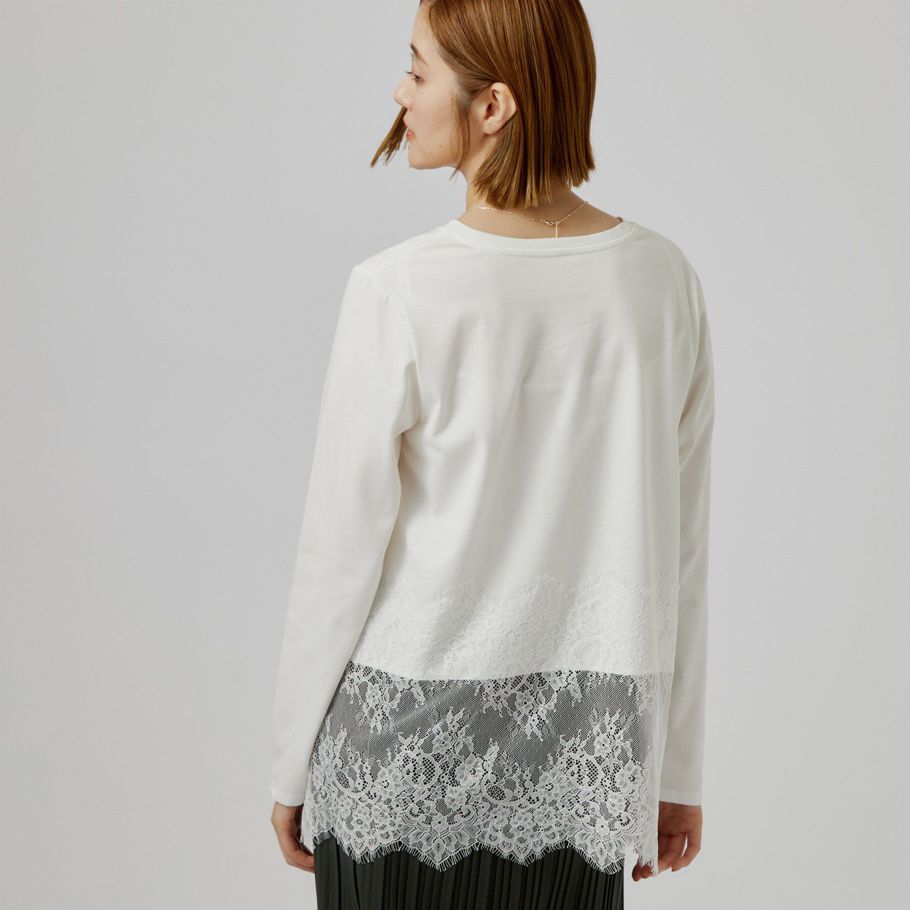 grove「【レイヤードにも◎】裾レースドッキングカットソー」|Tシャツ・カットソー|