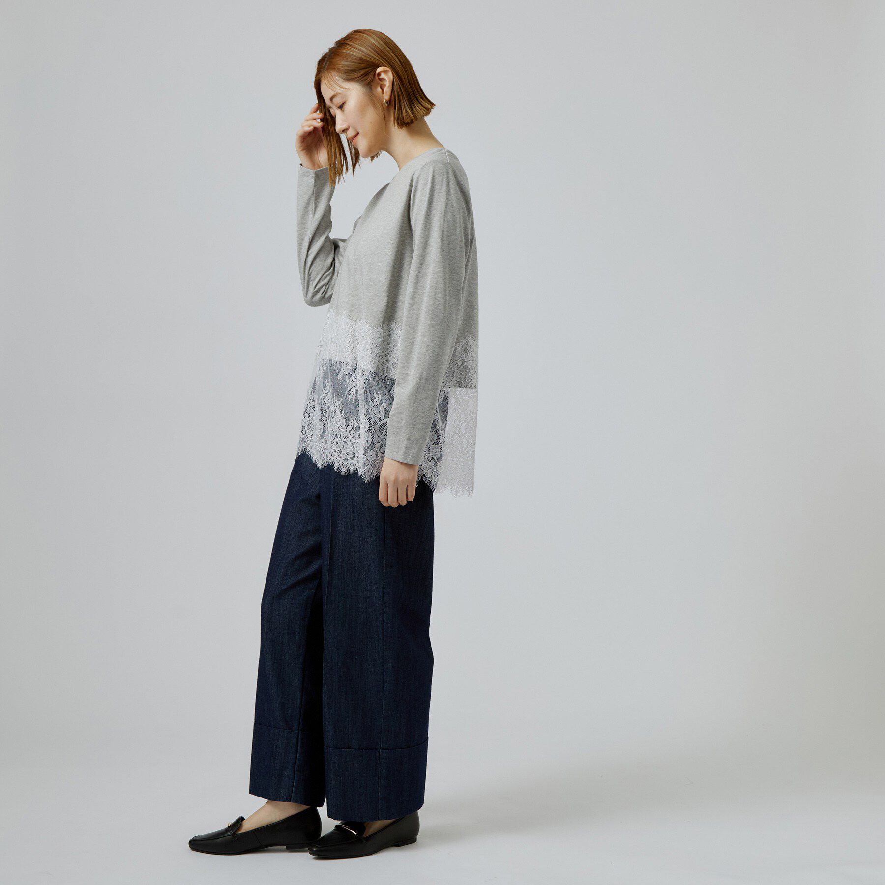 grove「【レイヤードにも◎】裾レースドッキングカットソー」|Tシャツ・カットソー|