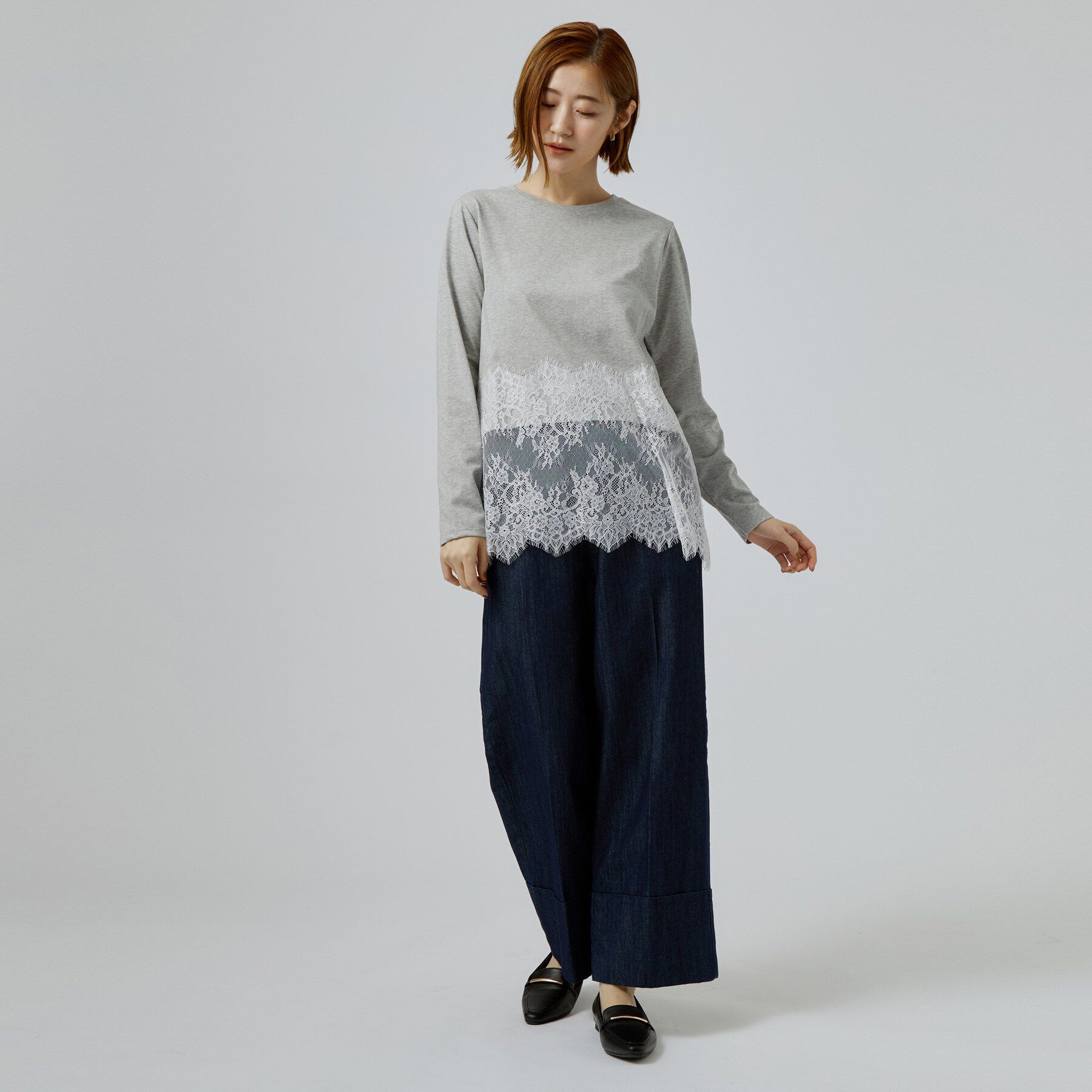 grove「【レイヤードにも◎】裾レースドッキングカットソー」|Tシャツ・カットソー|