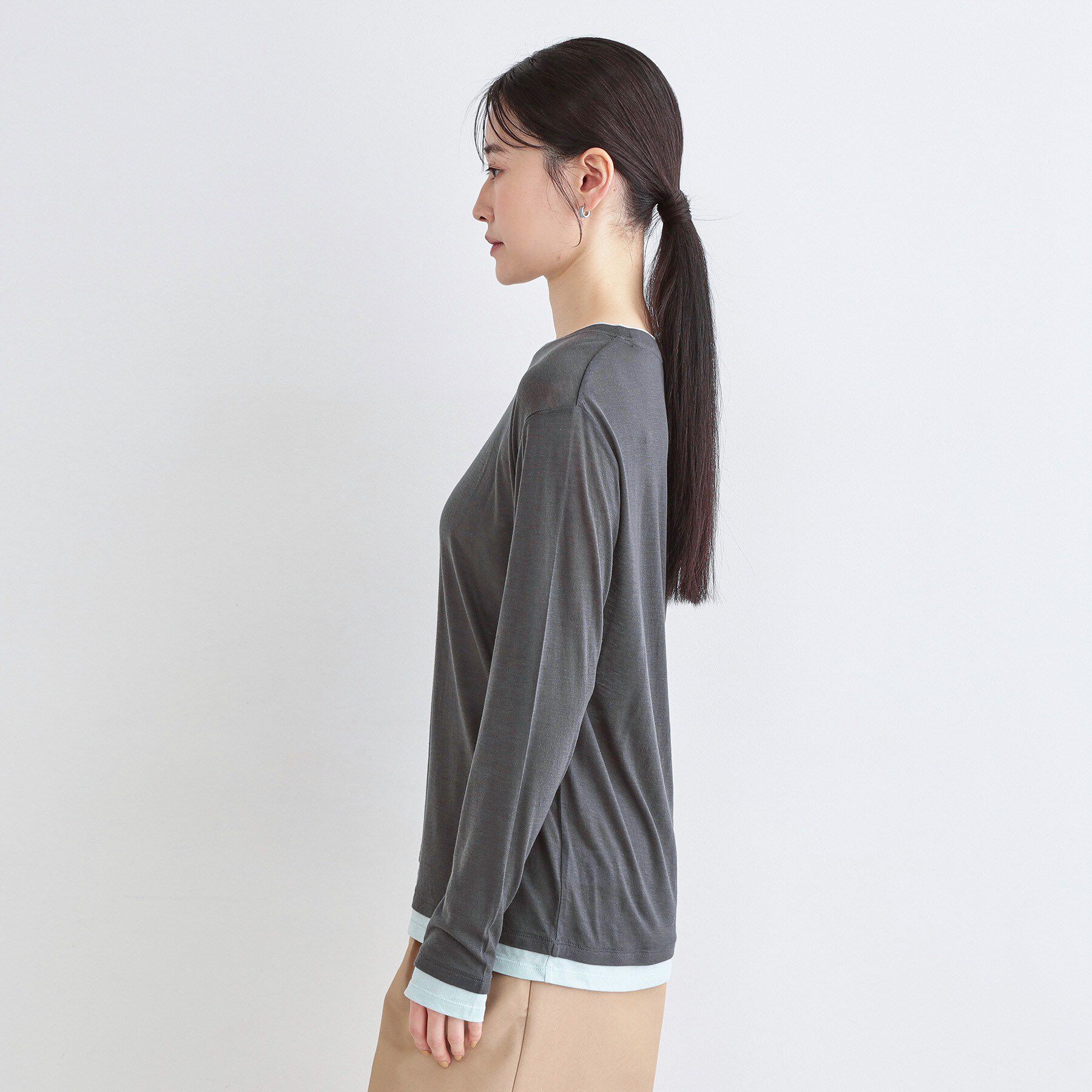 OPAQUE.CLIP「配色レイヤードロングスリーブTシャツ【洗える】」|Tシャツ・カットソー|