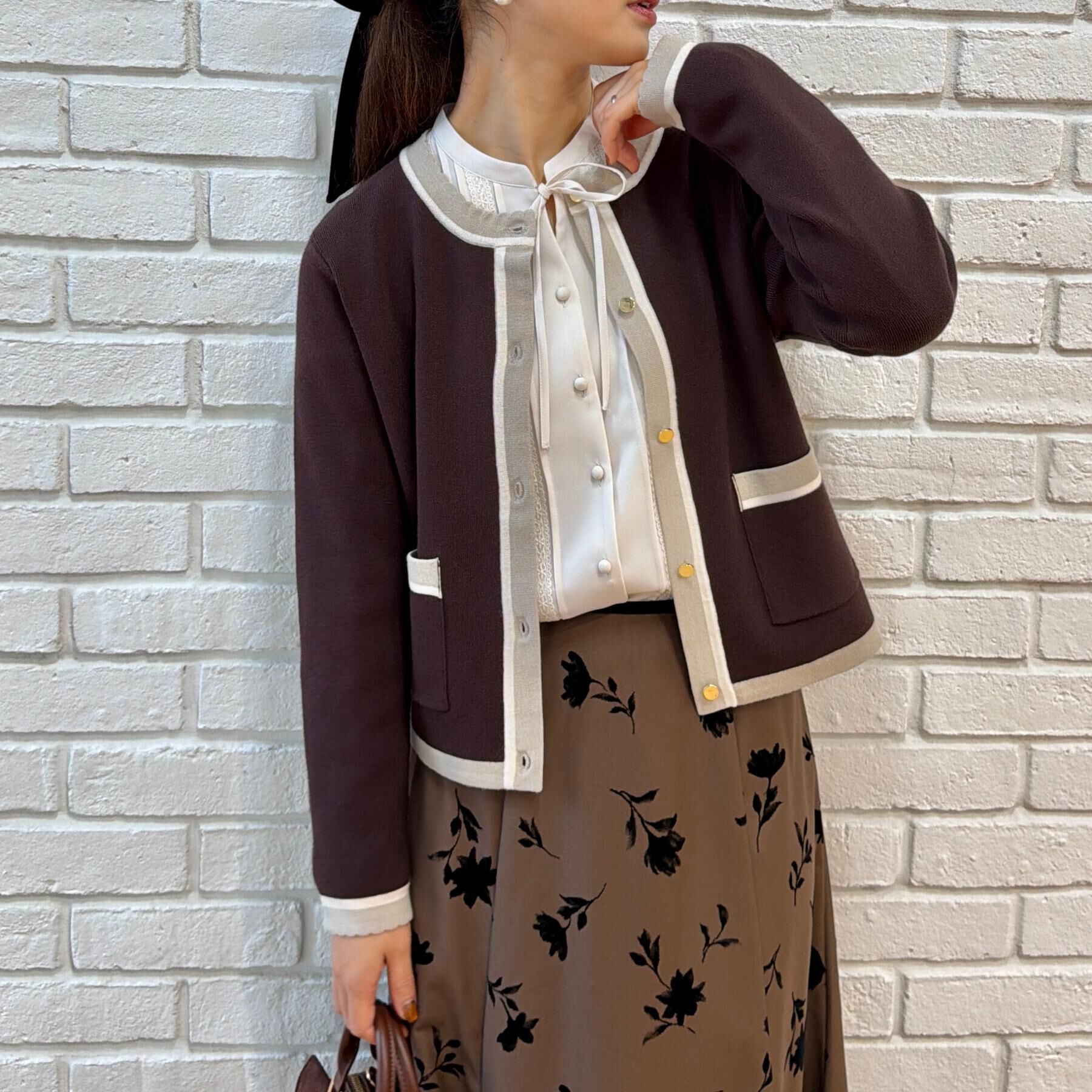 Couture broach「【一枚で主役級】配色総針スカラカーディガン」|カーディガン|