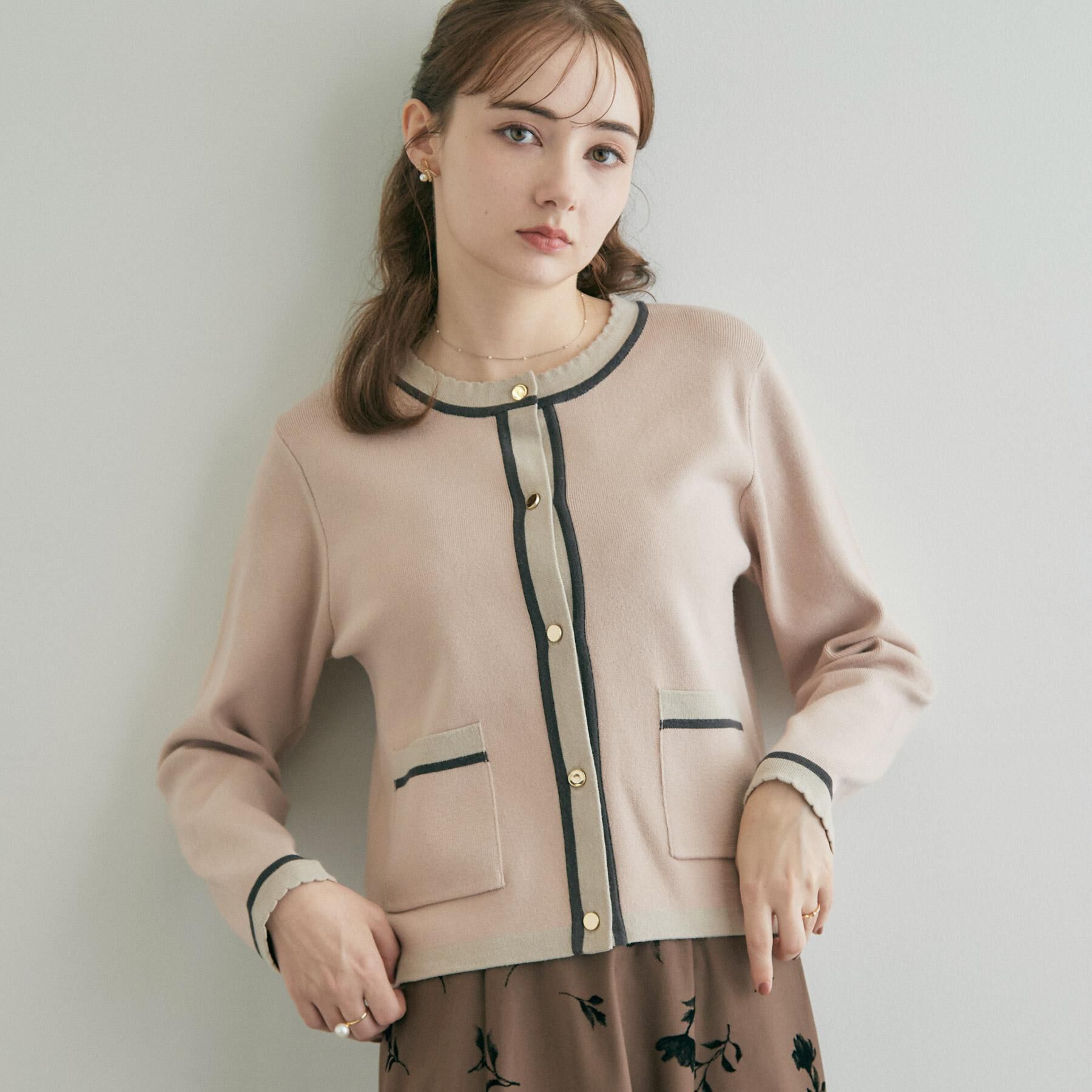 Couture broach「【一枚で主役級】配色総針スカラカーディガン」|カーディガン|