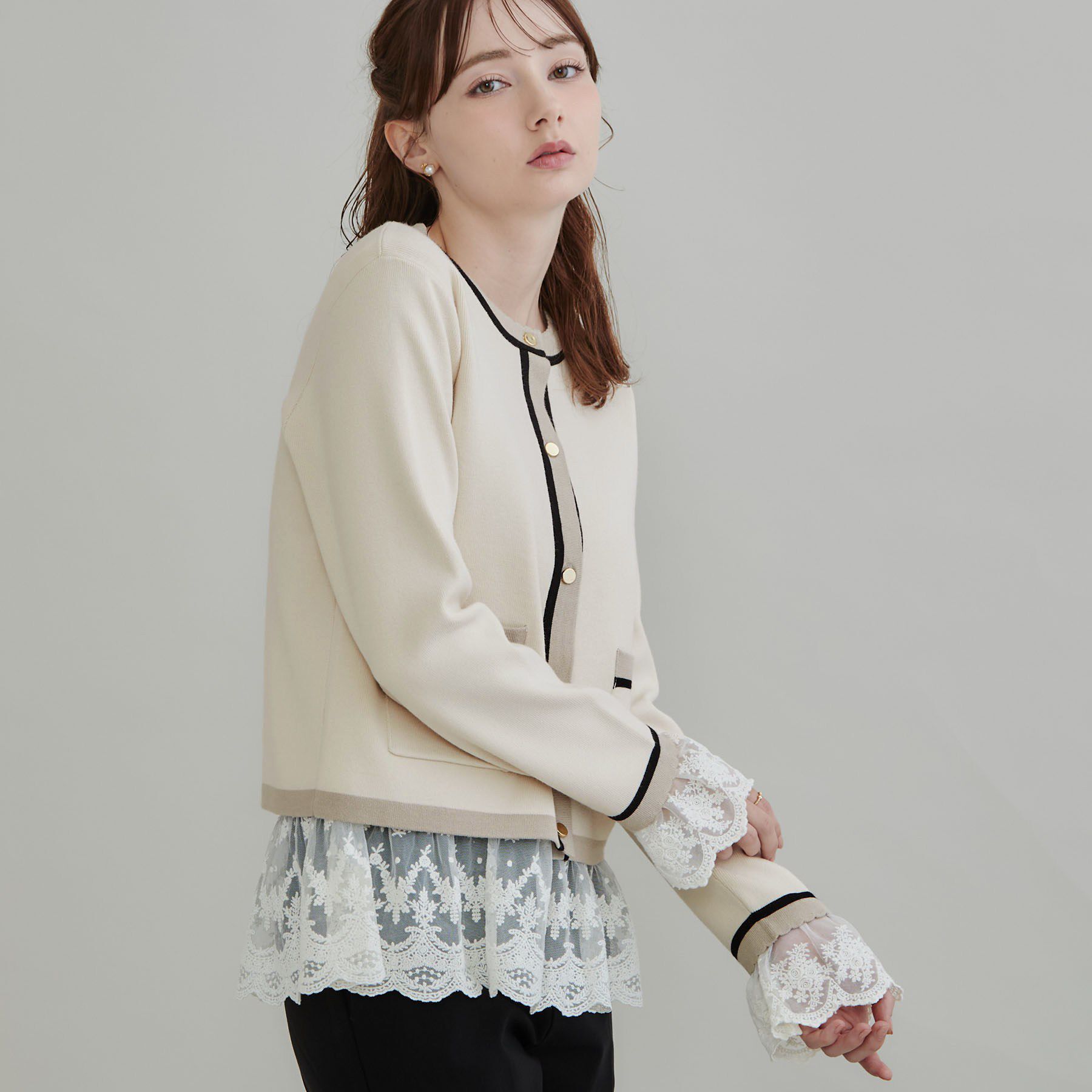 Couture broach「【一枚で主役級】配色総針スカラカーディガン」|カーディガン|