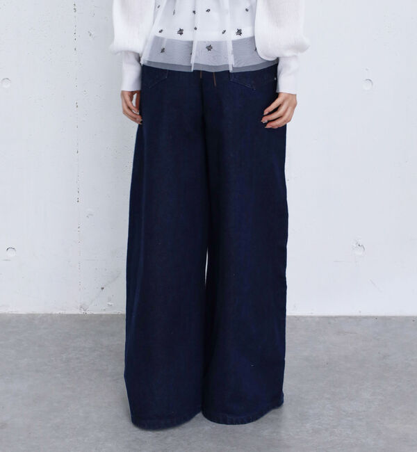archives「バックレースアップタックワイドデニム」|デニム|NAVY