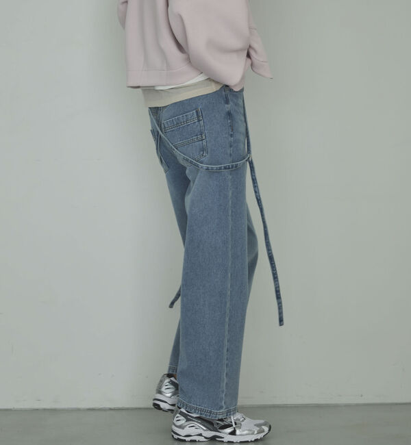 Doux archives「サスペンダー付きストレートデニムパンツ」|デニム|