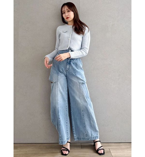 dazzlin「ハイウエスト2wayワイドデニムパンツ」|デニム|