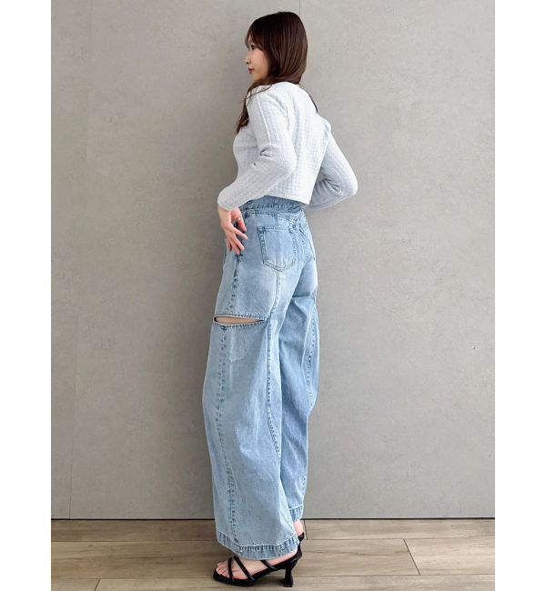 dazzlin「ハイウエスト2wayワイドデニムパンツ」|デニム|