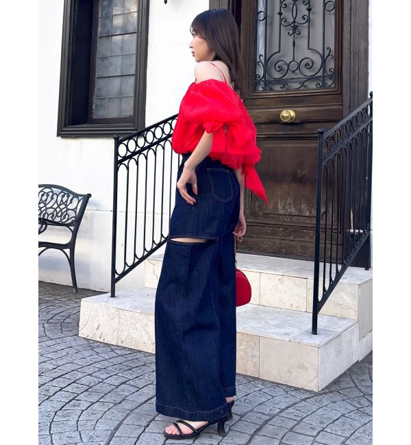 dazzlin「ハイウエスト2wayワイドデニムパンツ」|デニム|
