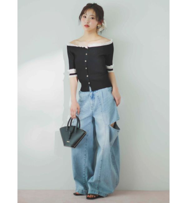 dazzlin「ハイウエスト2wayワイドデニムパンツ」|デニム|