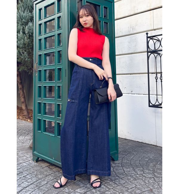dazzlin「ハイウエスト2wayワイドデニムパンツ」|デニム|