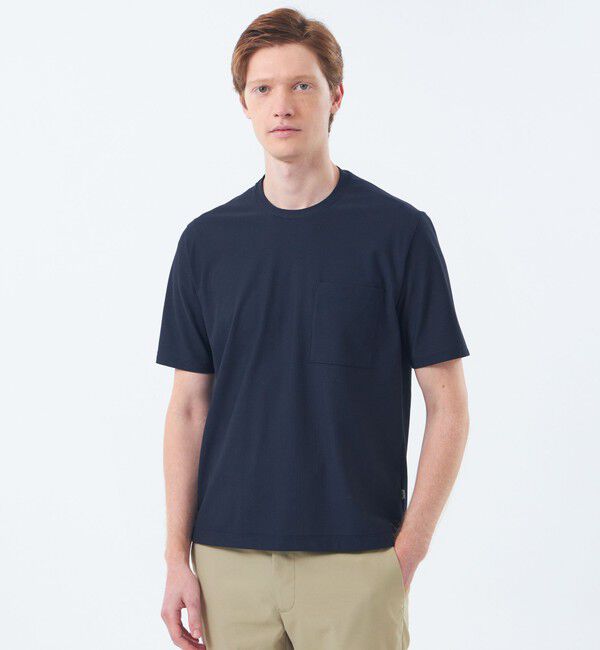 MACKINTOSH PHILOSOPHY「ブリテック 半袖クルーネックTシャツ レノクロストリコット」|Tシャツ・カットソー|ネイビー