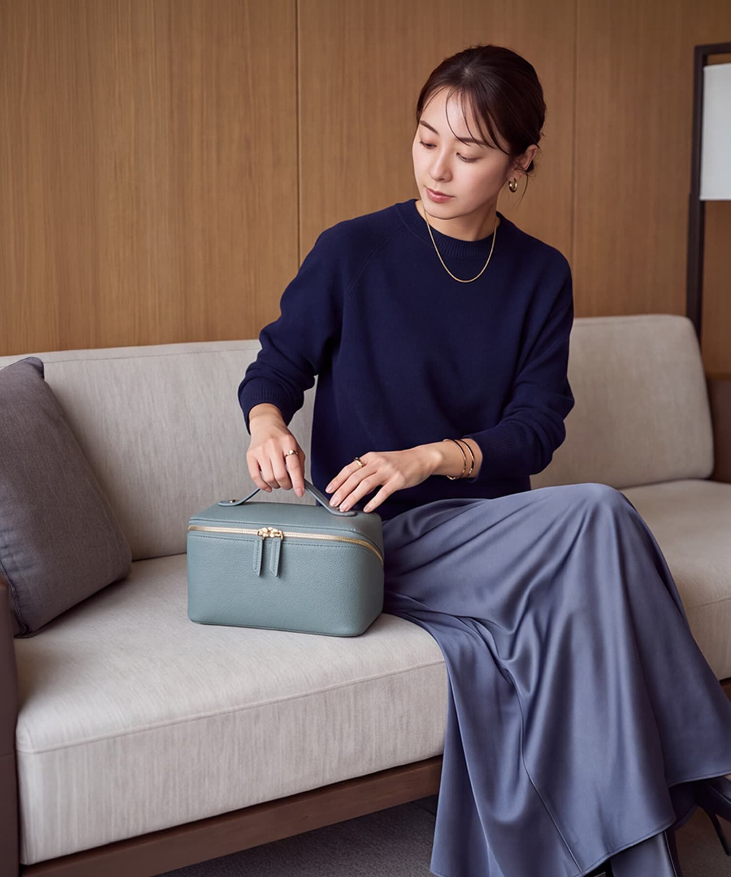 STYLE DELI「【DELI by】本革ダブルジップ トラベルメイクアップポーチ」|ポーチ|