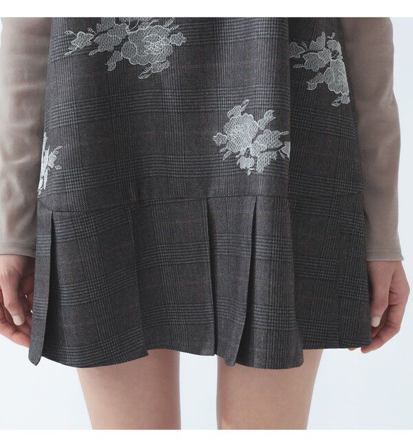 Ray BEAMS 「チェック 刺繍 ミニ ワンピース」|ワンピース|