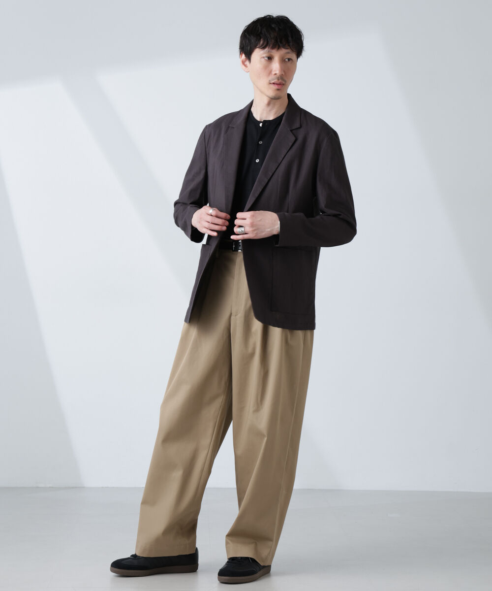 nano･universe「「BELGIUM LINEN FABRICS」リネンコットンダブルジャケット(セットアップ可)」|テーラードジャケット|