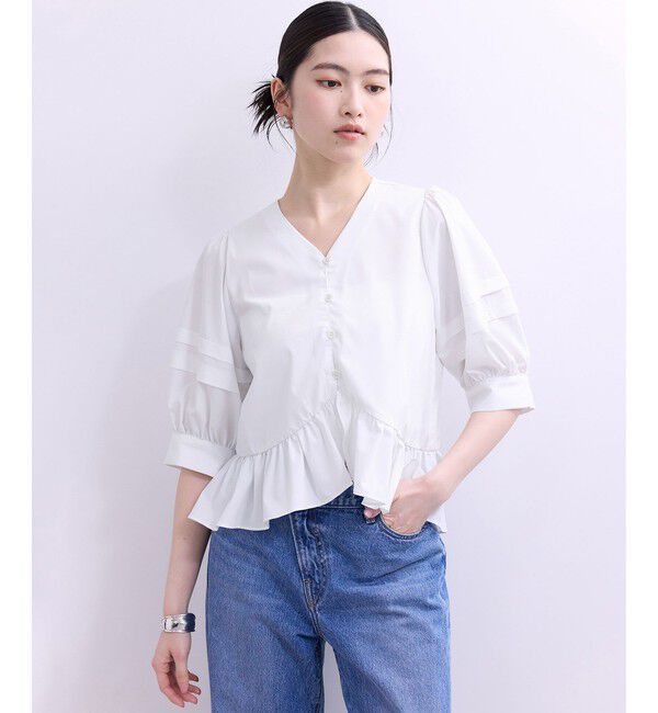 ADAM ET ROPE'「【WEB限定】パフスリーブギャザーブラウス」|シャツ・ブラウス|